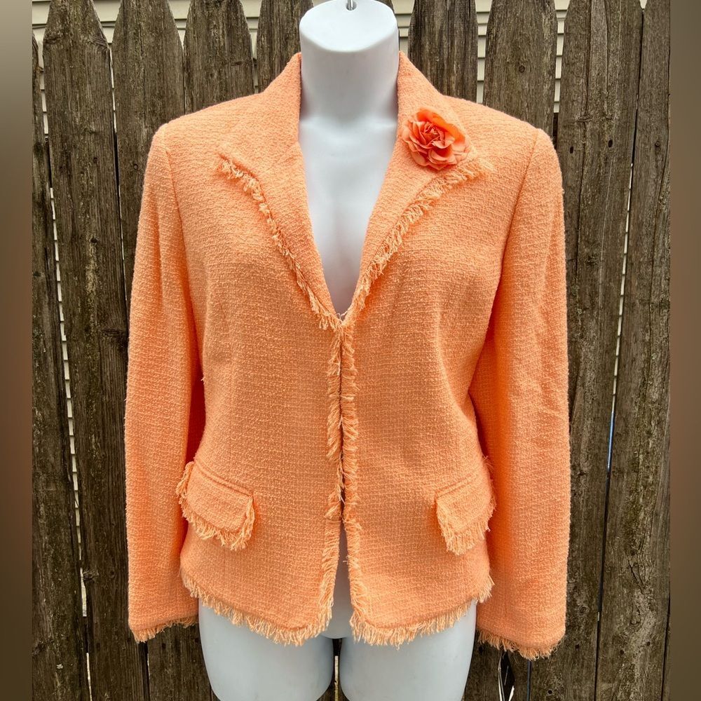 🍄Sag Harbor Plus Size Women's Tweed Blazer Jacket Floral Accent Size 18 (AA1)